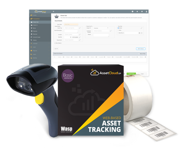 Wasp AssetCloudOP Basic - (1 login users) w/WWS650 scanner and Asset Tags - 633809006326